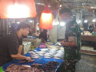 Babinsa Ramil 03/Maritengngae Pantau Harga Bahan Pokok di Pasar Sentral Pangkajene