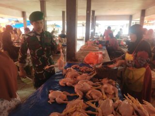 Pastikan Stabilitas Pangan, Babinsa Koramil 1420-07/Baranti Pantau Harga Sembako di Pasar Sentral